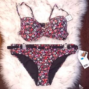 Women's Plus Printed Floral Bikini Swimsuit Bathing Suit Size M (8/10), S (4/6)